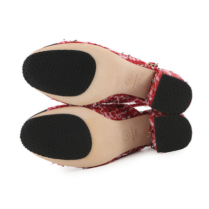 CHANEL slingback shoes Red/Pink/BlackG46865 Tweed Size 36 1/2C