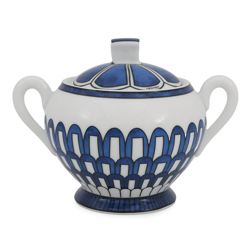HERMES Sugar pot White/Blue Porcelain