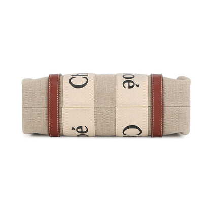 Chloe Woody 2WAY Shoulder Bag Beige/BrownCHC22AS397I2690U Canvas Leather Size Small