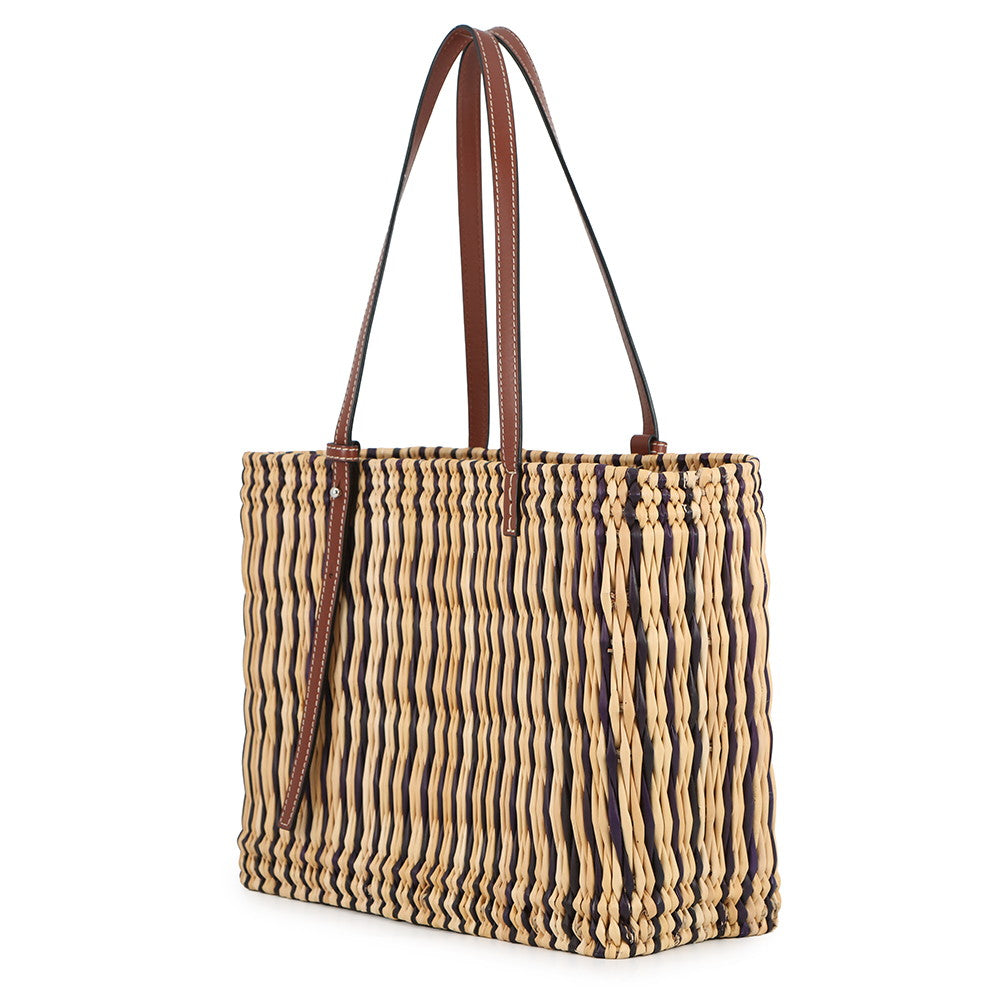 LOEWE square basket bag Natural/BrownA223099X01 Raffia Leather