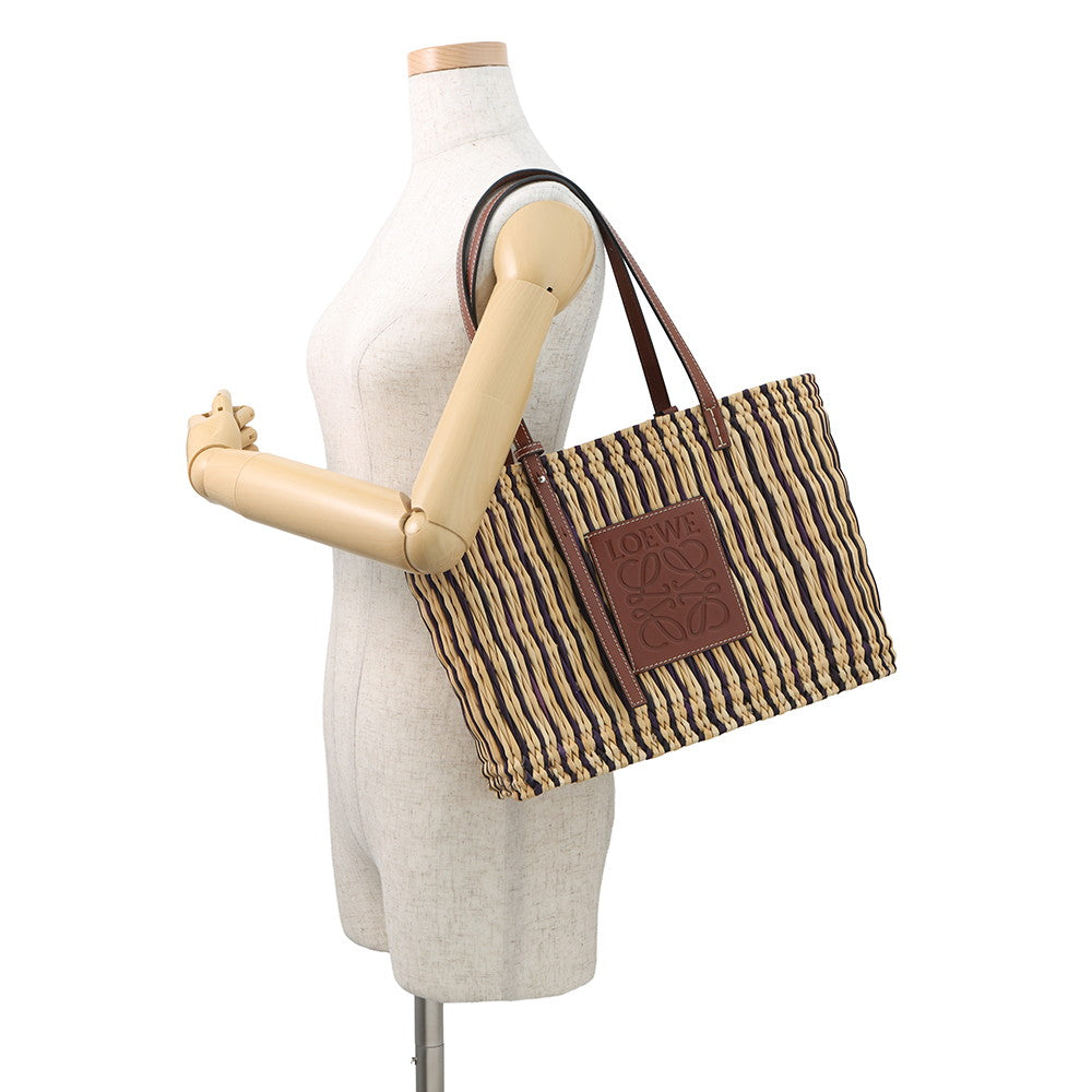 LOEWE square basket bag Natural/BrownA223099X01 Raffia Leather