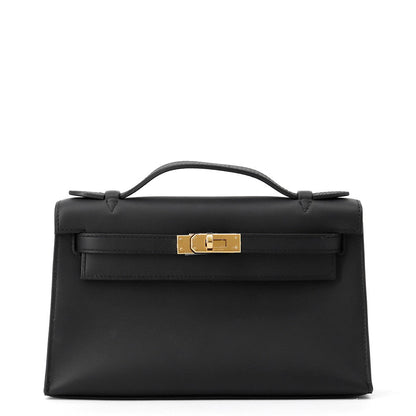 HERMES PochetteKelly Black Swift Leather