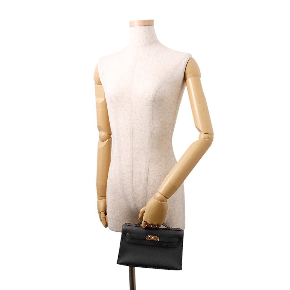 HERMES PochetteKelly Black Swift Leather