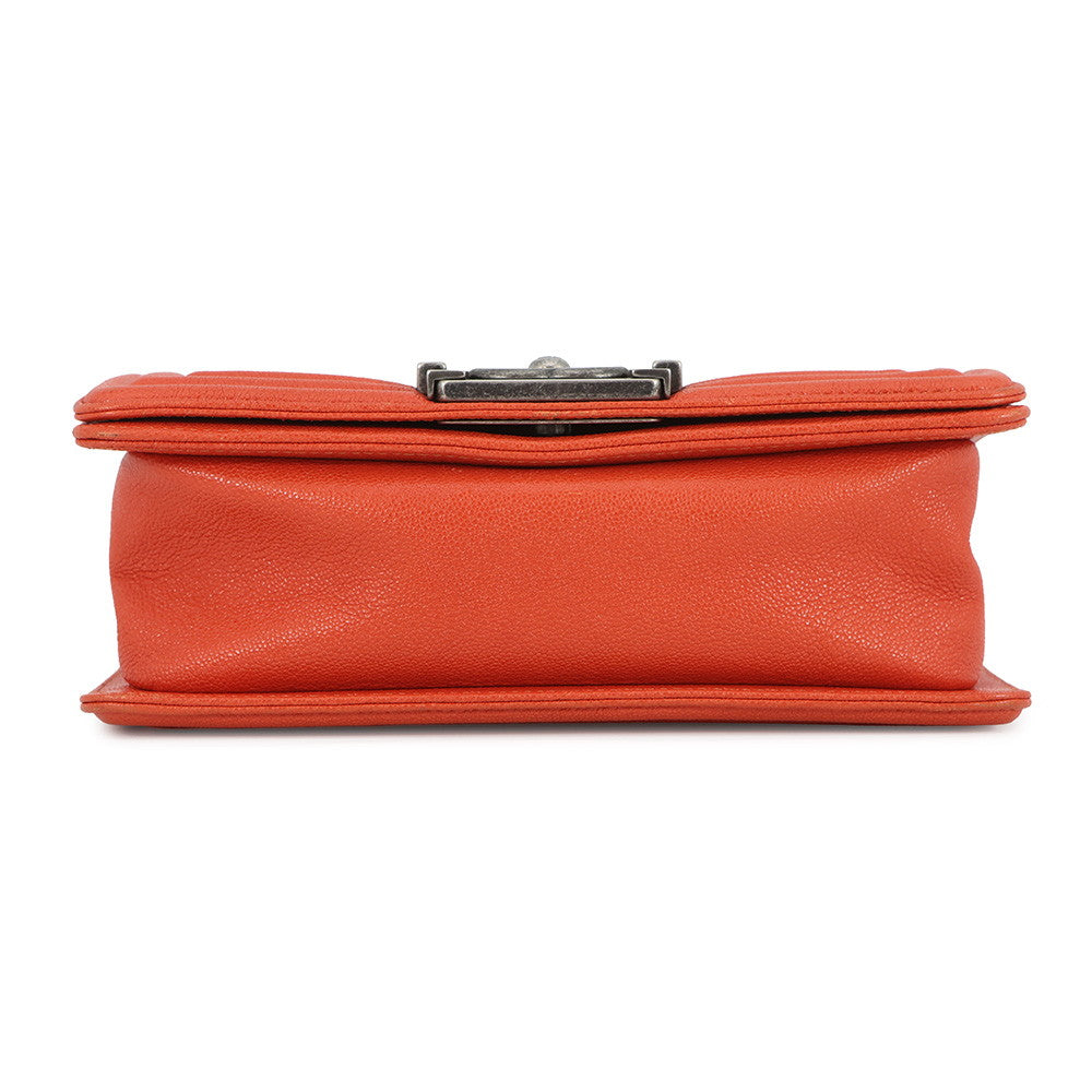 CHANEL Boy Chanel ChainShoulder Bag OrangeA67085 Caviar Leather Size Small