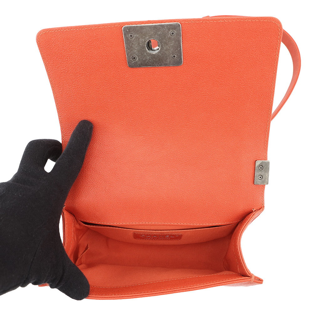 CHANEL Boy Chanel ChainShoulder Bag OrangeA67085 Caviar Leather Size Small
