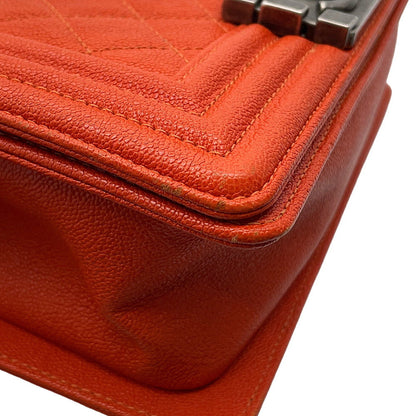 CHANEL Boy Chanel ChainShoulder Bag OrangeA67085 Caviar Leather Size Small
