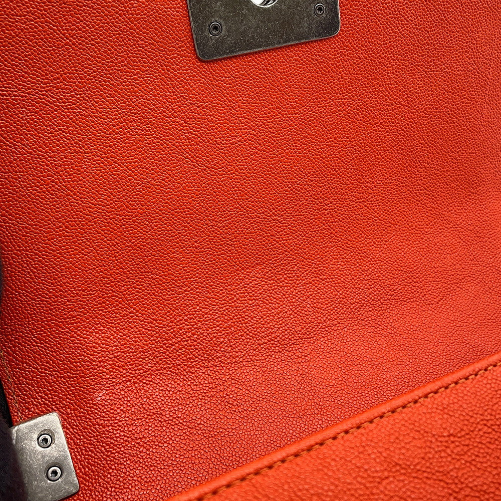 CHANEL Boy Chanel ChainShoulder Bag OrangeA67085 Caviar Leather Size Small