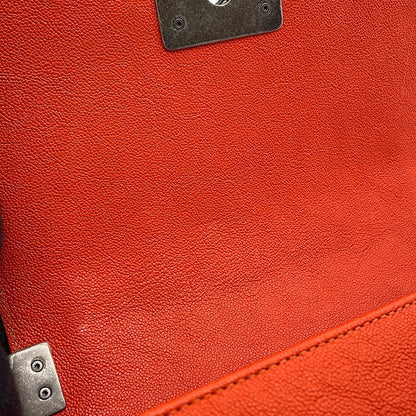 CHANEL Boy Chanel ChainShoulder Bag OrangeA67085 Caviar Leather Size Small