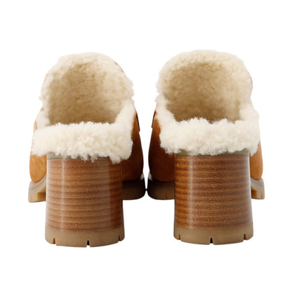 HERMES Mule Flore BrownH222057Z Chevre LeatherVelour Sheepskin Size 37