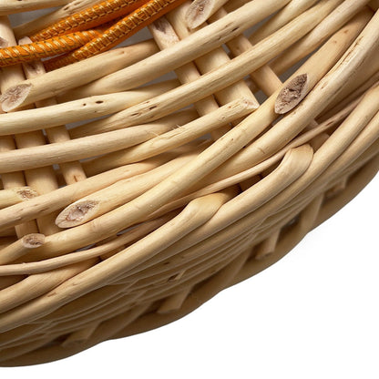 HERMES Round tray "Ozre color" PM Jaune Doll Willow Swift Leather Glass