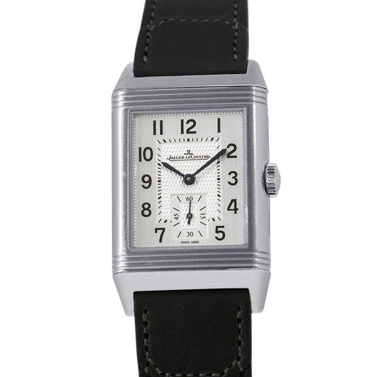 JAEGER-LE COULTRE Reverso Classic Small Seconds H45.6mmxH27.4mm Stainless Steel Leather Silver DialQ3858523