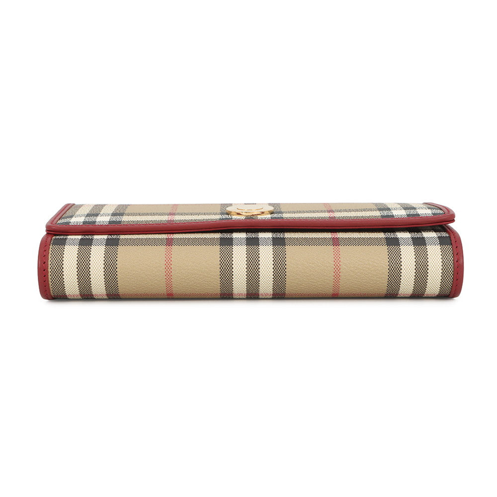 BURBERRY Check Chain Strap Wallet ArchiveBeige/Ruby Red81163211 PVC/Leather