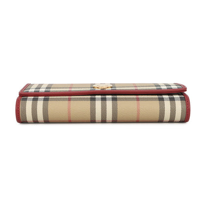 BURBERRY Check Chain Strap Wallet ArchiveBeige/Ruby Red81163211 PVC/Leather
