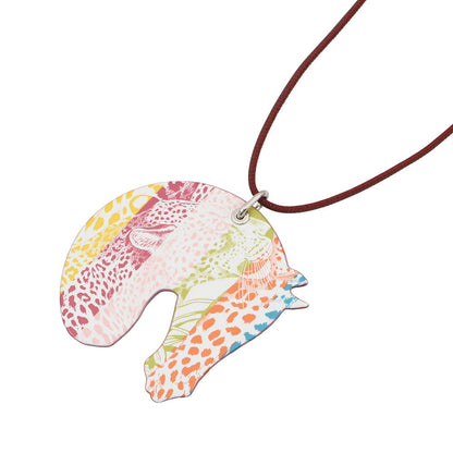 HERMES Tattersall Tattoo Necklace Size GM Rouge Grenat Lacquer Swift Leather