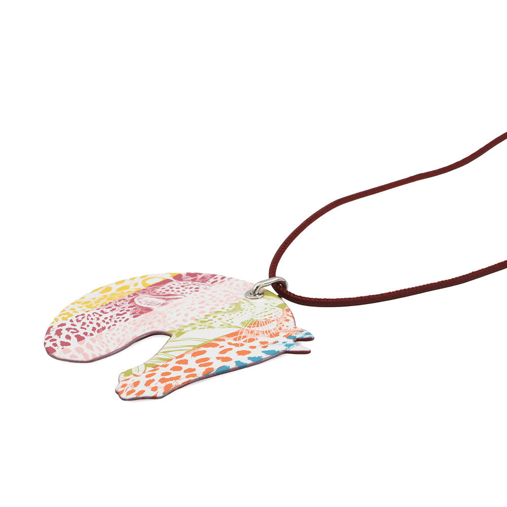 HERMES Tattersall Tattoo Necklace Size GM Rouge Grenat Lacquer Swift Leather