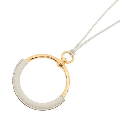 HERMES Loop Grand Necklace Beton Swift Leather Metal