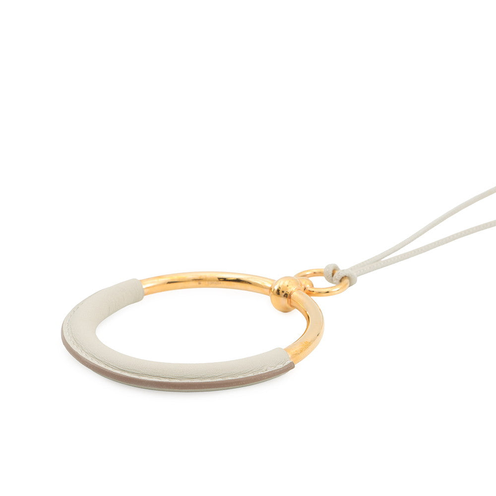 HERMES Loop Grand Necklace Beton Swift Leather Metal