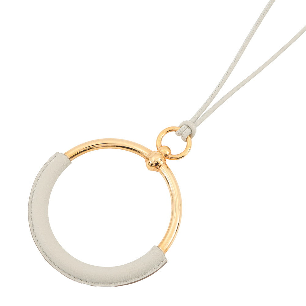 HERMES Loop Grand Necklace Beton Swift Leather Metal
