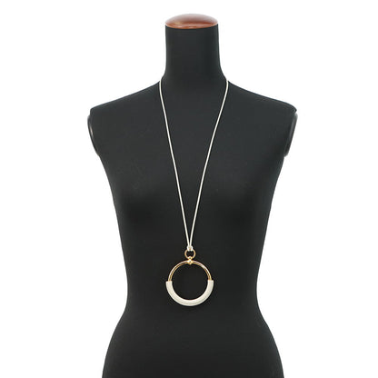 HERMES Loop Grand Necklace Beton Swift Leather Metal