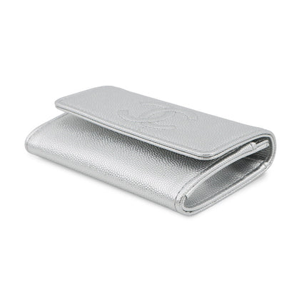 CHANEL CC Logo Flap Card Case SilverAP4705 Caviar Leather