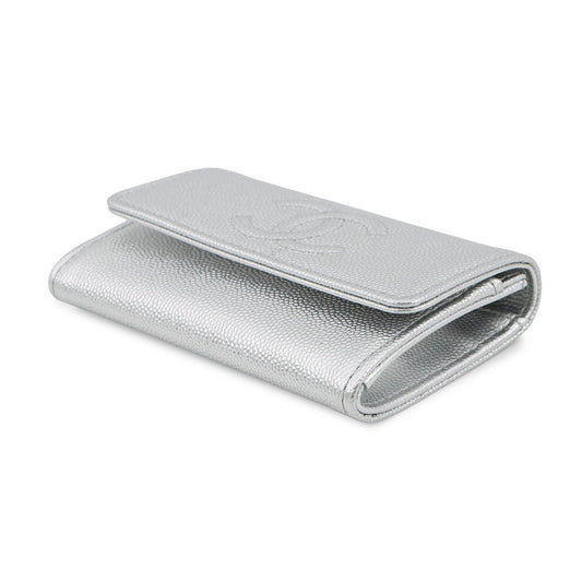 CHANEL CC Logo Flap Card Case SilverAP4705 Caviar Leather
