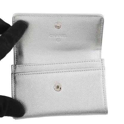 CHANEL CC Logo Flap Card Case SilverAP4705 Caviar Leather