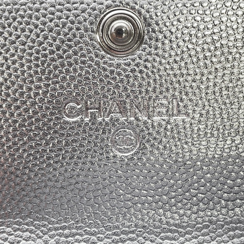 CHANEL CC Logo Flap Card Case SilverAP4705 Caviar Leather