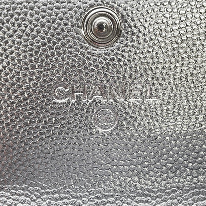 CHANEL CC Logo Flap Card Case SilverAP4705 Caviar Leather