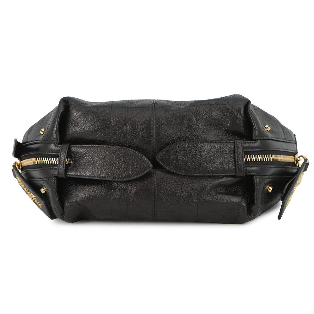 Dior Flat Macrocannage D-Journey Bag BlackM2416UNUO Calf Leather Size Small