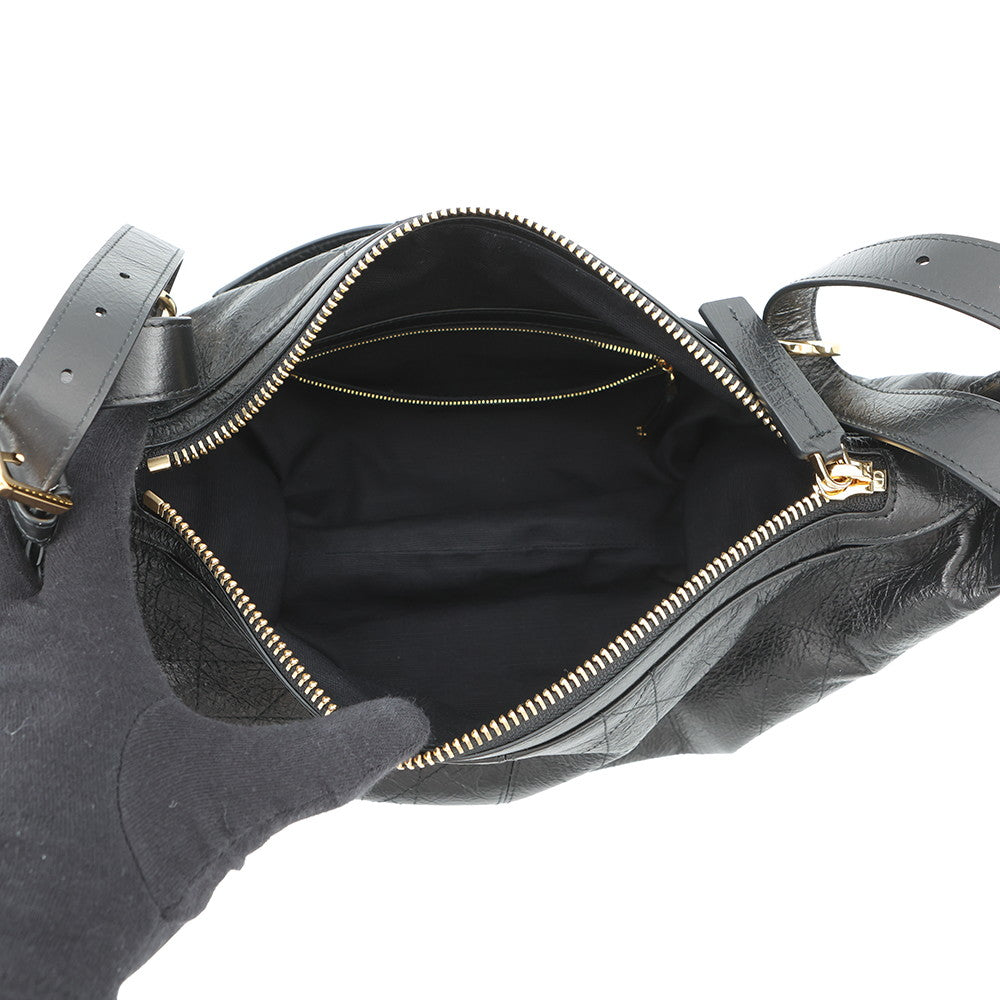 Dior Flat Macrocannage D-Journey Bag BlackM2416UNUO Calf Leather Size Small