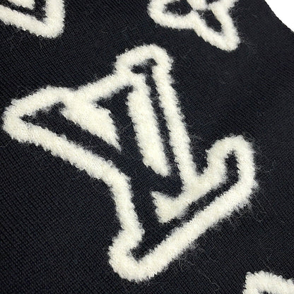 LOUIS VUITTON Scarf・Monogram Blast Knit Size S Noir/WhiteM96963 Wool 88% Nylon12%