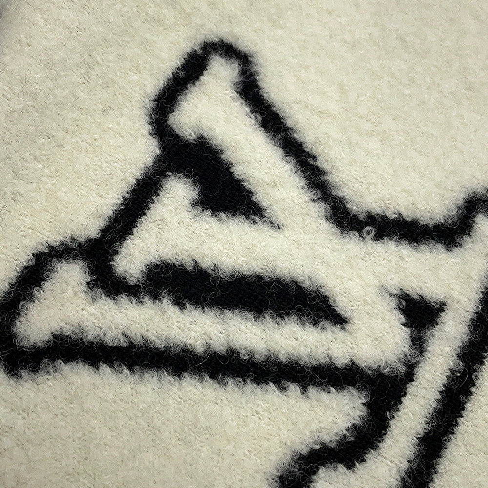 LOUIS VUITTON Scarf・Monogram Blast Knit Size S Noir/WhiteM96963 Wool 88% Nylon12%