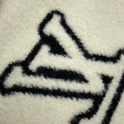 LOUIS VUITTON Scarf・Monogram Blast Knit Size S Noir/WhiteM96963 Wool 88% Nylon12%