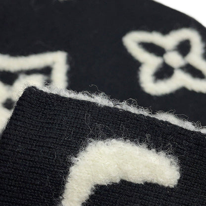 LOUIS VUITTON Scarf・Monogram Blast Knit Size S Noir/WhiteM96963 Wool 88% Nylon12%