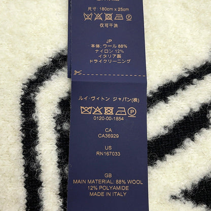 LOUIS VUITTON Scarf・Monogram Blast Knit Size S Noir/WhiteM96963 Wool 88% Nylon12%