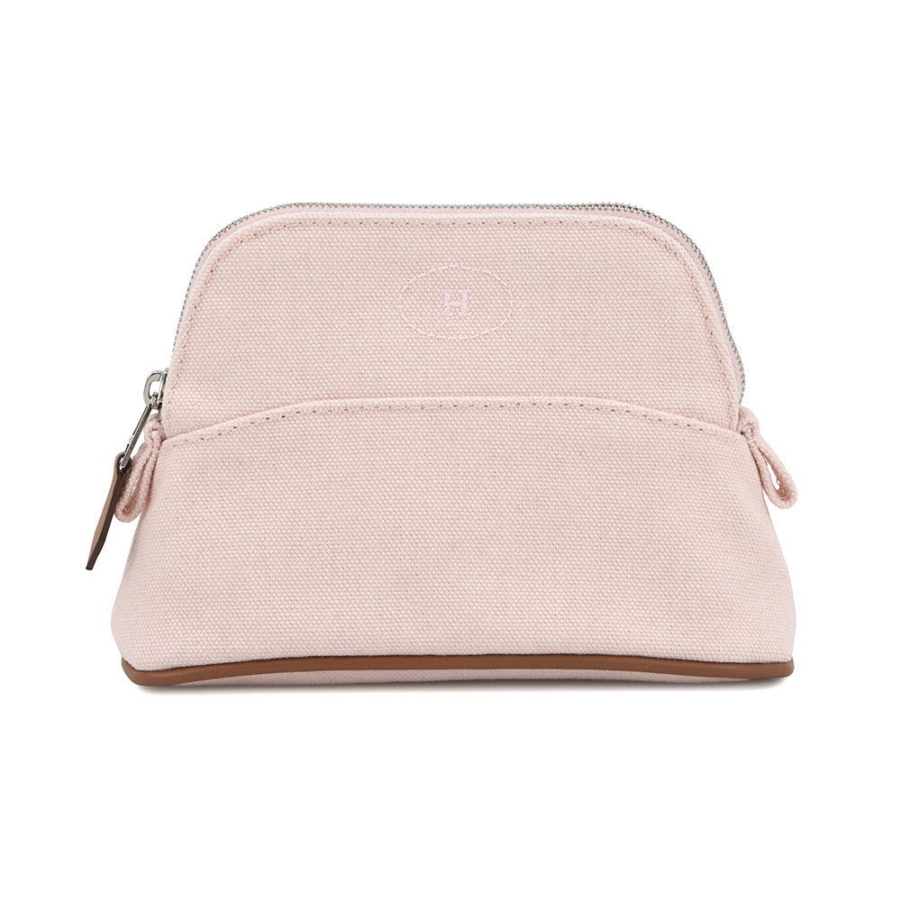 HERMES Bolide Pouch Rose pearl Canvas Leather Size Mini mini