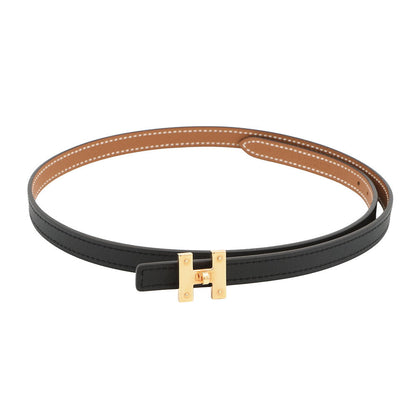 HERMES Mini H Kelly Belt Size 70 Black/Gold Swift Leather Epsom