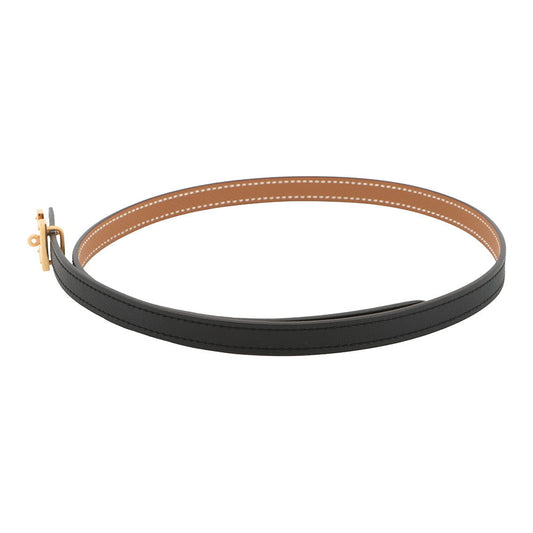 HERMES Mini H Kelly Belt Size 70 Black/Gold Swift Leather Epsom