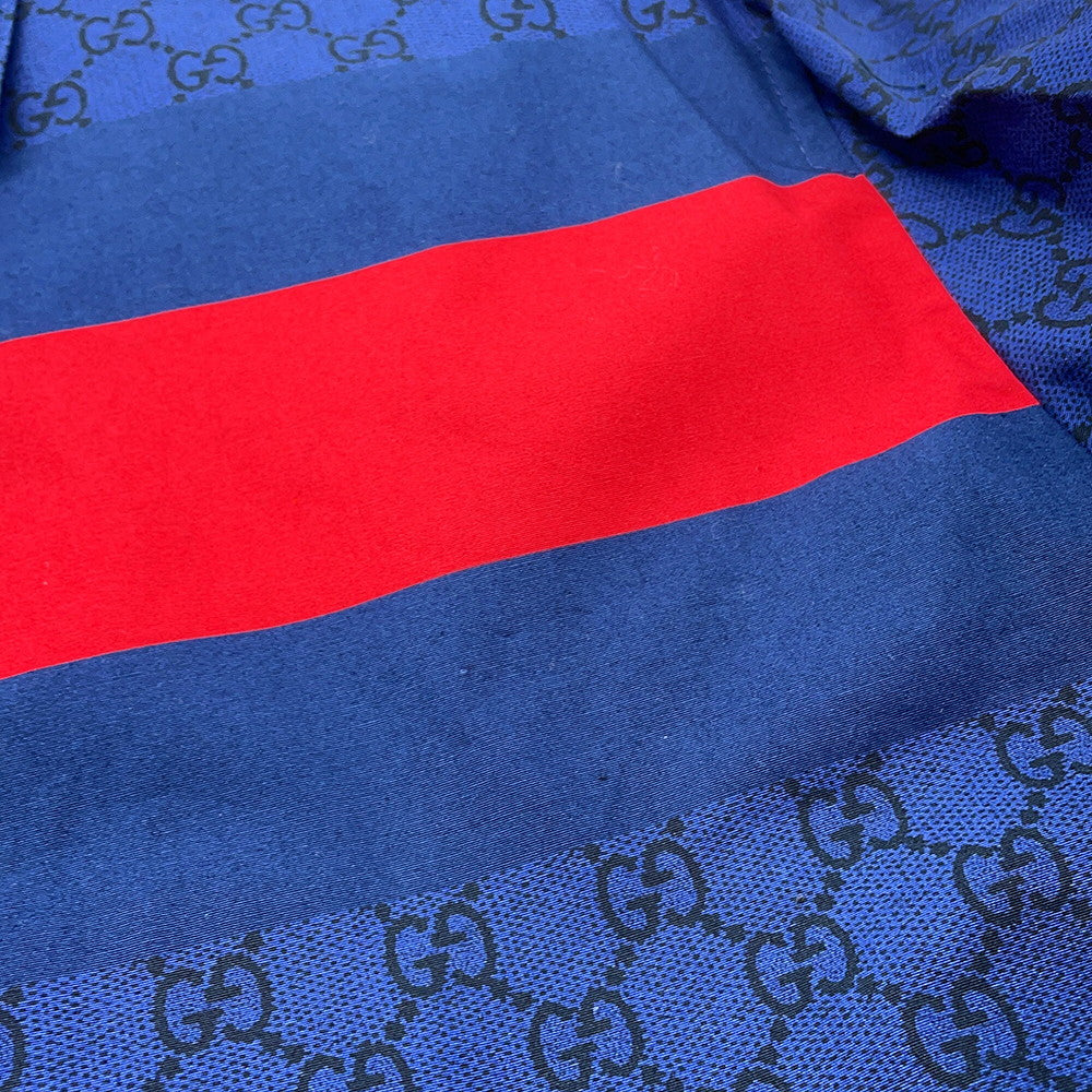 GUCCI Web Stripe GGCotton Poplin Jacket Size 50 Blue833465 Cotton100%