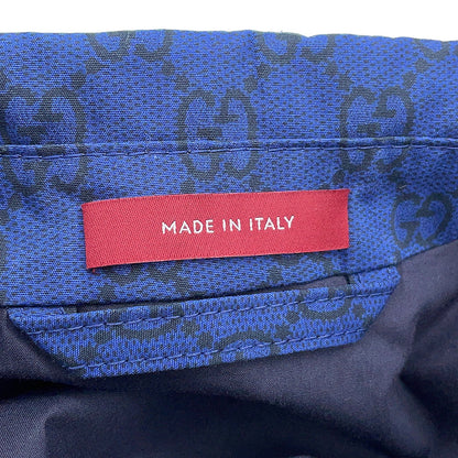 GUCCI Web Stripe GGCotton Poplin Jacket Size 50 Blue833465 Cotton100%