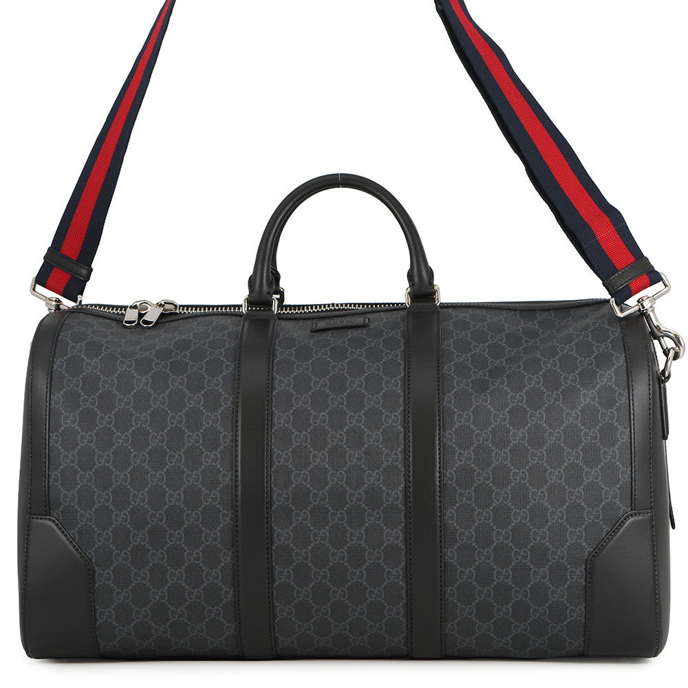 GUCCI GGBlack Carry-On Duffle Bag Black478323 GG Supreme Leather