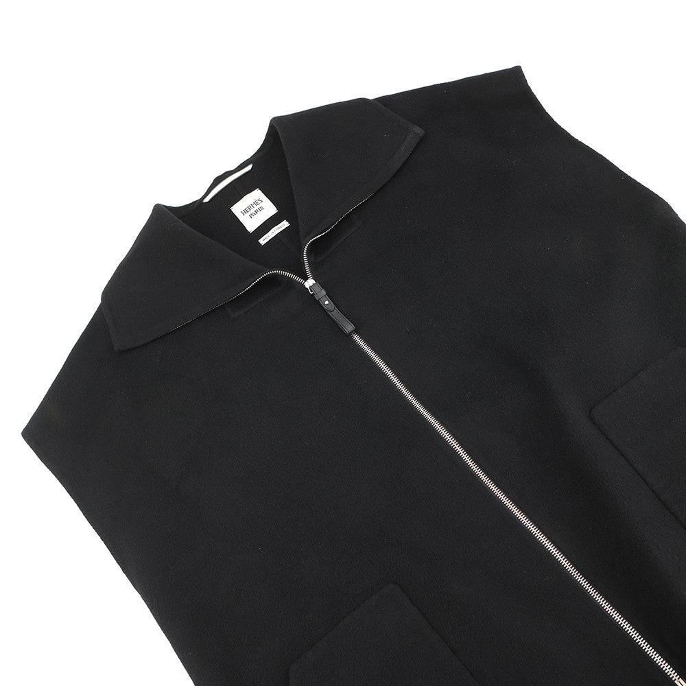 HERMES Long vest Size 40 Black2H0132DA Cashmere100%
