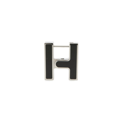 HERMES Single earring "H" Black Metal