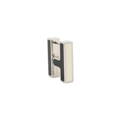 HERMES Single earring "H" Black Metal