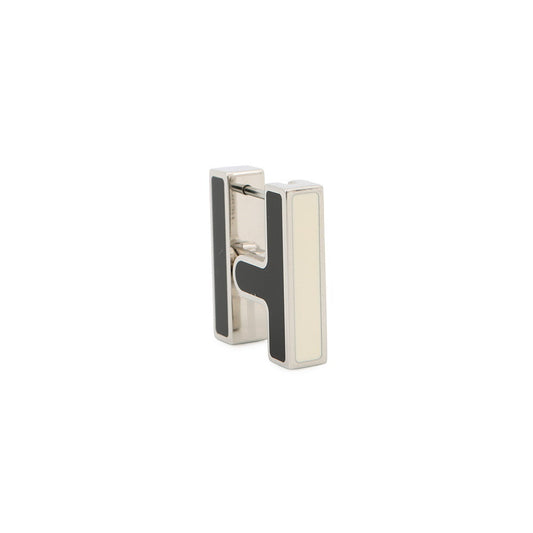 HERMES Single earring "H" Black Metal