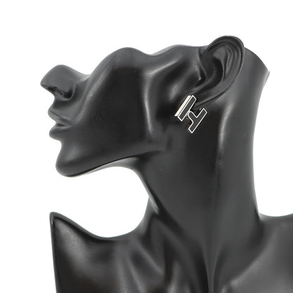 HERMES Single earring "H" Black Metal