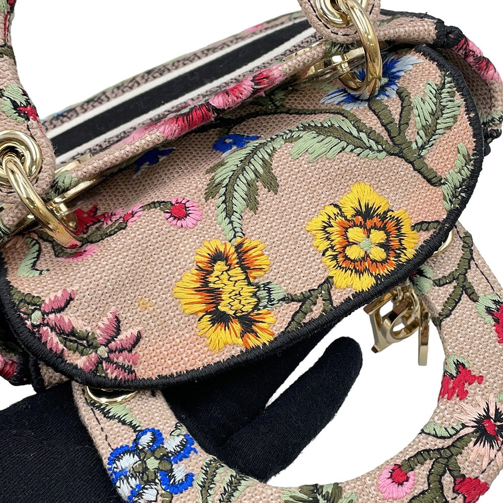 Dior Lady D-LITE 2way Bag Jasmin FlowerMulticolorM0500OEAU Canvas Size Mini