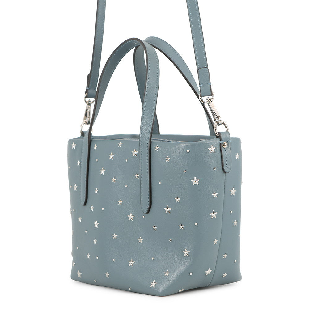 JIMMY CHOO Mini Sara Star Studded 2-Way Handbag Light Blue Leather