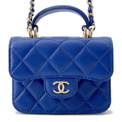 CHANEL Matelasse Shoulder Bag BlueAP2200 Lambskin Size Mini mini