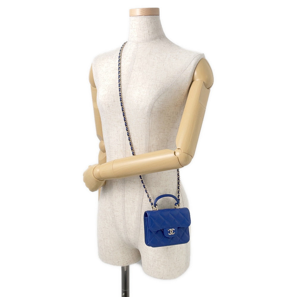 CHANEL Matelasse Shoulder Bag BlueAP2200 Lambskin Size Mini mini